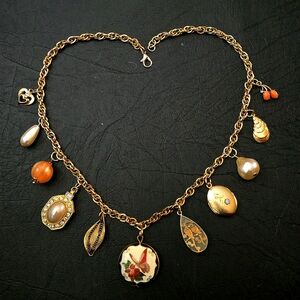 Custom one of a kind vintage locket pearls multi charm necklace